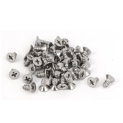 Harfington Uxcell 50 Pcs M2.9x6.5mm 316 Stainless Steel Flat Head Phillips Self Tapping Screws