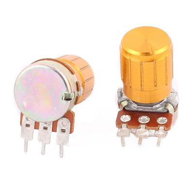 Harfington Uxcell 10 Pcs WH148-B1M 1M Ohm Rotary Linear Taper Potentiometers w Golden Knob