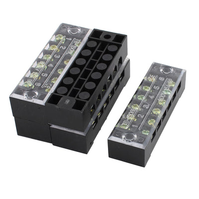 Harfington Uxcell 5Pcs 600V 15A 6 Positions 6P Dual Rows Covered Barrier Screw Terminal Blocks