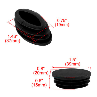 Harfington Uxcell Table Chair Leg Plastic Oval Pipe Tube Insert Cap Black 20 x 39mm 10 Pcs