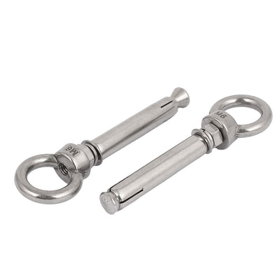 Harfington Uxcell M6x70mm 304 Stainless Steel Expansion Screw Closed Hook Anchor Bolt 5pcs