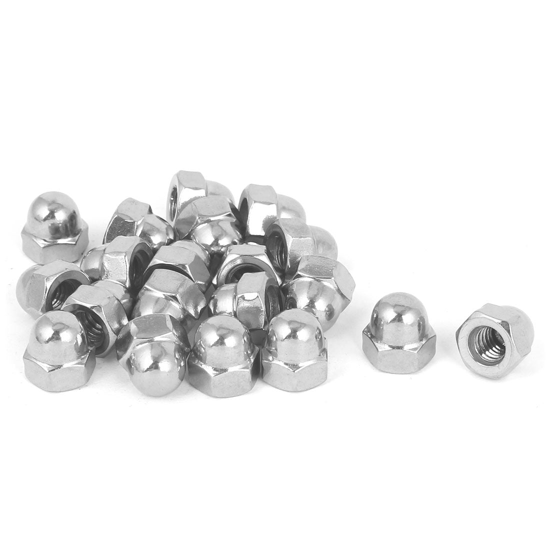 uxcell Uxcell 1/4"-20 304 Stainless Steel Dome Head Cap Hexagon Nuts Silver Tone 20pcs