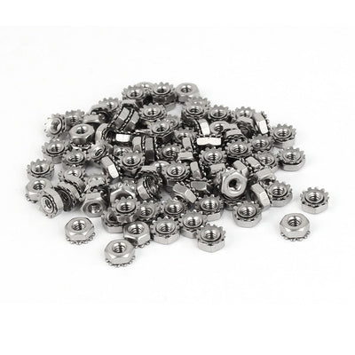 Harfington Uxcell 4#-40 304 Stainless Steel Female Thread Kep Hex Head Lock Nut 100pcs