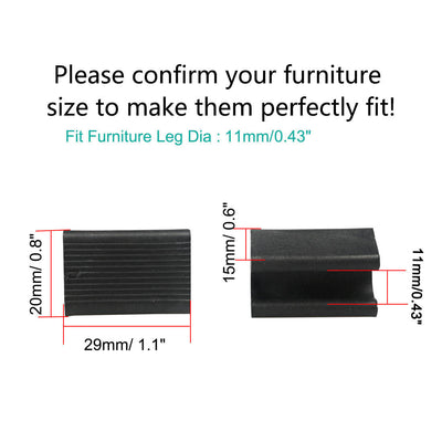 Harfington Uxcell Furniture Feet Plastic Rectangle Shaped Non-Slip Chair Legs Tip Black 12pcs