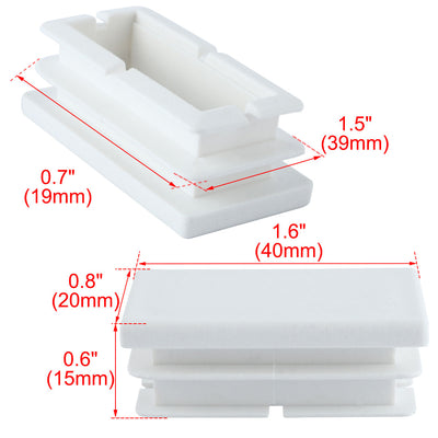 Harfington Uxcell Desk Chair Legs Plastic Rectangle Tube Inserts End Blanking Caps White 16pcs