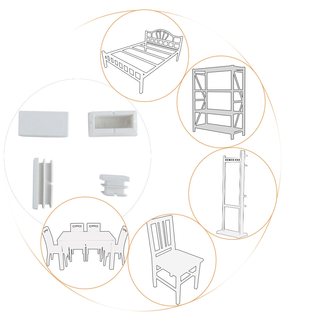 uxcell Uxcell Desk Chair Legs Plastic Rectangle Tube Inserts End Blanking Caps White 16pcs