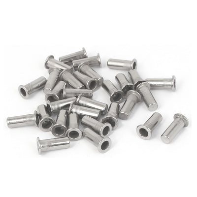 Harfington Uxcell M4x16mm 304 Stainless Steel Straight Knurled Closed End Rivet Nut Fastener 30pcs