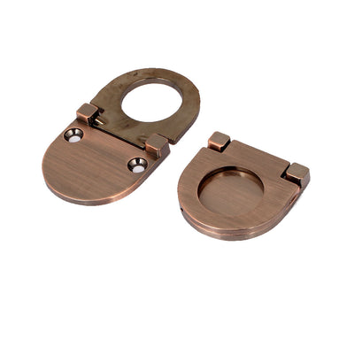 Harfington Uxcell Cupboard Chest Drawer Metal Flush Mount Pull Ring Handle Copper Tone 5pcs