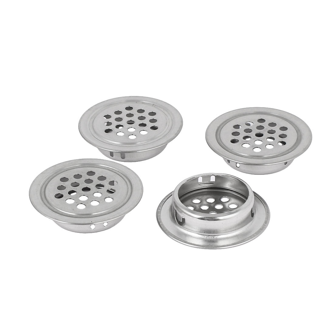 uxcell Uxcell Kitchen 25mm Bottom Dia Flat Mesh Hole Metal Air Vent Louver Silver Tone 4pcs