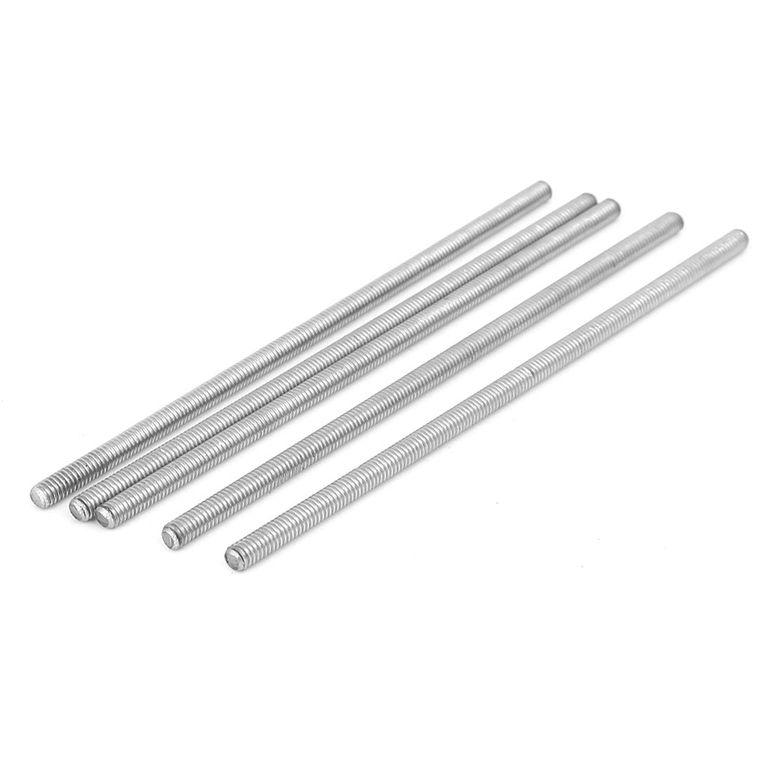 uxcell Uxcell M4 x 100mm 304 Stainless Steel Fully Threaded Rod Bar Studs Silver Tone 5 Pcs