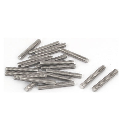 Harfington Uxcell M6 x 40mm 1mm Thread Pitch 304 Stainless Steel Rod Bar Studs Silver Tone 20 Pcs