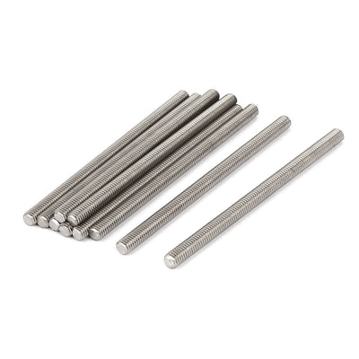 Harfington Uxcell M6 x 100mm 304 Stainless Steel Fully Male Threaded Rod Bar Studs Fastener 10 Pcs