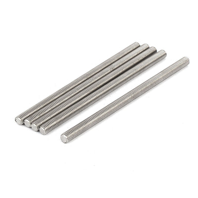 Harfington Uxcell M6 x 110mm 304 Stainless Steel Fully Threaded Rod Bar Studs Silver Tone 5 Pcs