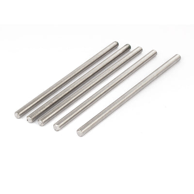 Harfington Uxcell M6 x 130mm 304 Stainless Steel Fully Threaded Rod Bar Studs Silver Tone 5 Pcs