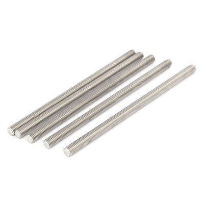 Harfington Uxcell M8 x 160mm 304 Stainless Steel Fully Threaded Rods Fasteners Silver Tone 5 Pcs