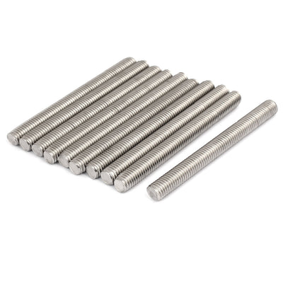 Harfington Uxcell M10 x 100mm 304 Stainless Steel Fully Threaded Rods Bar Studs Silver Tone 10 Pcs