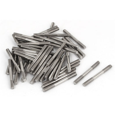 Harfington Uxcell M3x30mm 304 Stainless Steel Double End Threaded Stud Screw Bolt 50pcs