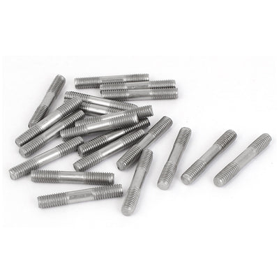 Harfington Uxcell M5x30mm 304 Stainless Steel Double End Thread Tight Adjustable Push Rod Stud 20pcs