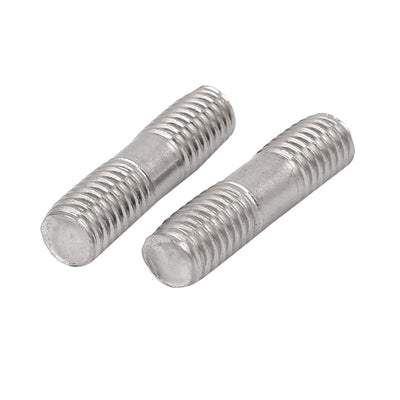 Harfington Uxcell M8x30mm 304 Stainless Steel Double End Thread Stud Teeth Rod Silver Tone 20pcs