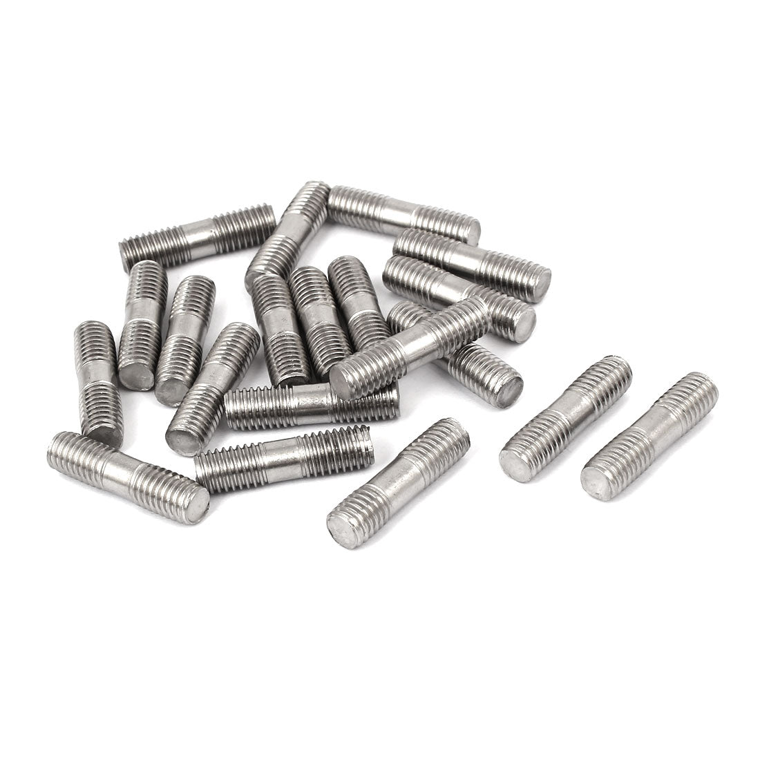 uxcell Uxcell M8x30mm 304 Stainless Steel Double End Thread Stud Teeth Rod Silver Tone 20pcs