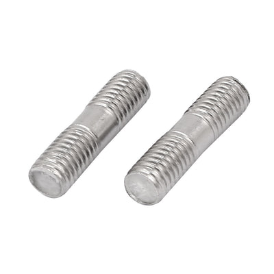 Harfington Uxcell 50 Stück Doppelend Gewinde Stud Zähne Stange M8x30mm 304 Edelstahl Silber Ton