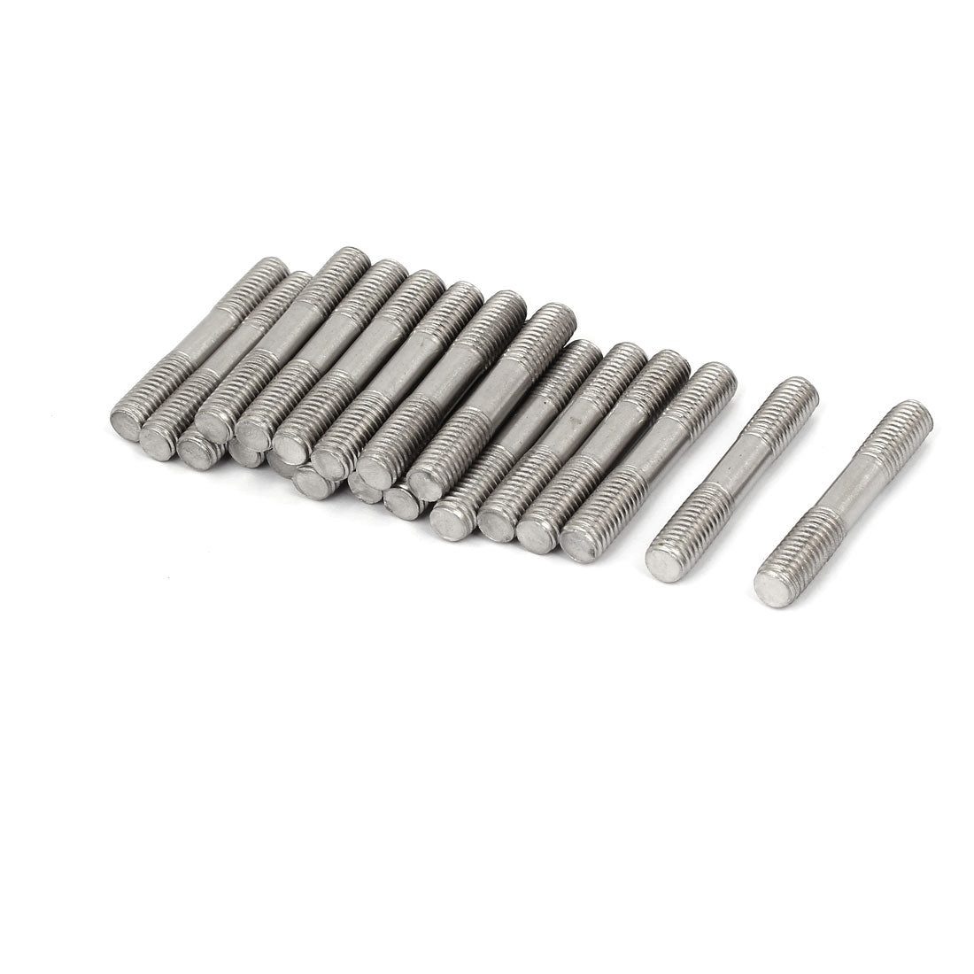 uxcell Uxcell M8x50mm Tight Adjustable Push Rod Double End Thread Stud Silver Tone 20pcs