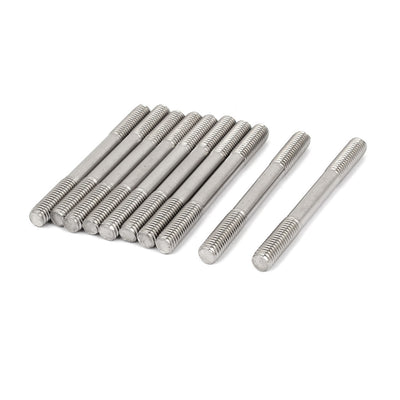 Harfington Uxcell M8 x 80mm Tight Adjustable Push Rod Double End Thread Stud Silver Tone 10pcs