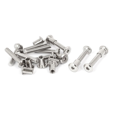 Harfington Uxcell M6 x 35mm Hex Socket Head Barrel Nut Countersunk Screw Bolt Fasteners 10 Sets