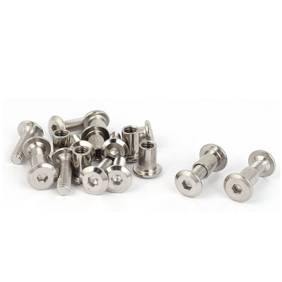 Harfington Uxcell Metal Hex Socket Countersunk Screw Bolts Barrel Nuts Fasteners 6mmx20mm 10pcs