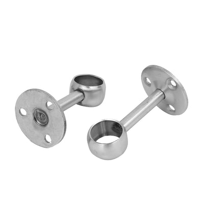 Harfington Uxcell 20mm Dia Rod Round Base Rail End Center Clothes Lever Bracket 2pcs