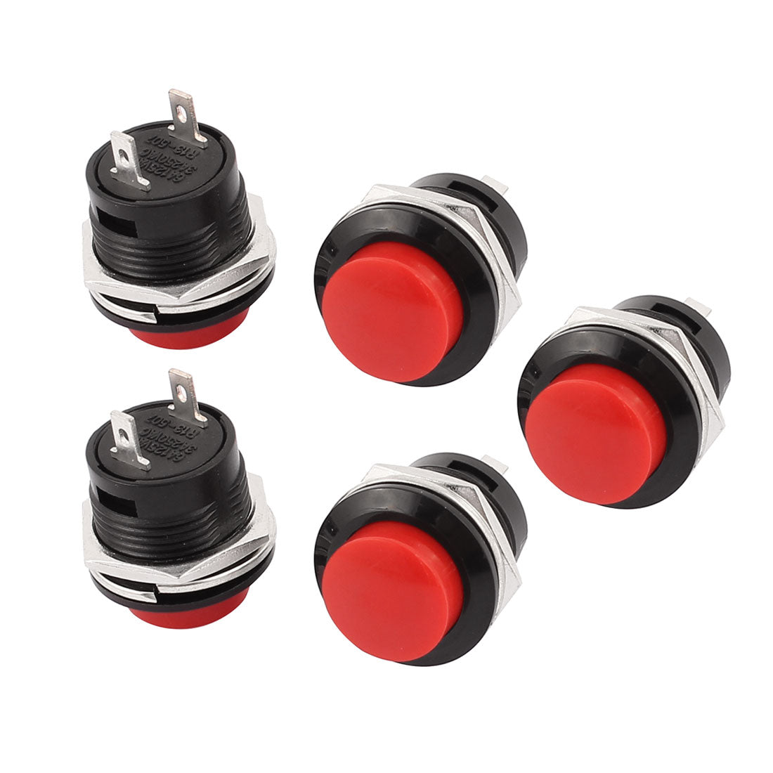 uxcell Uxcell 5 Pcs R13-507 Red Round Cap Momentary Push Button Switch NO