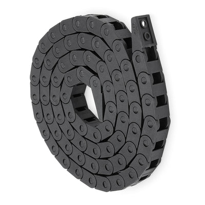 Harfington Uxcell R15 7mm x 7mm Internal Size Black Plastic Cable Wire Carrier Drag Chain 1M Length for CNC