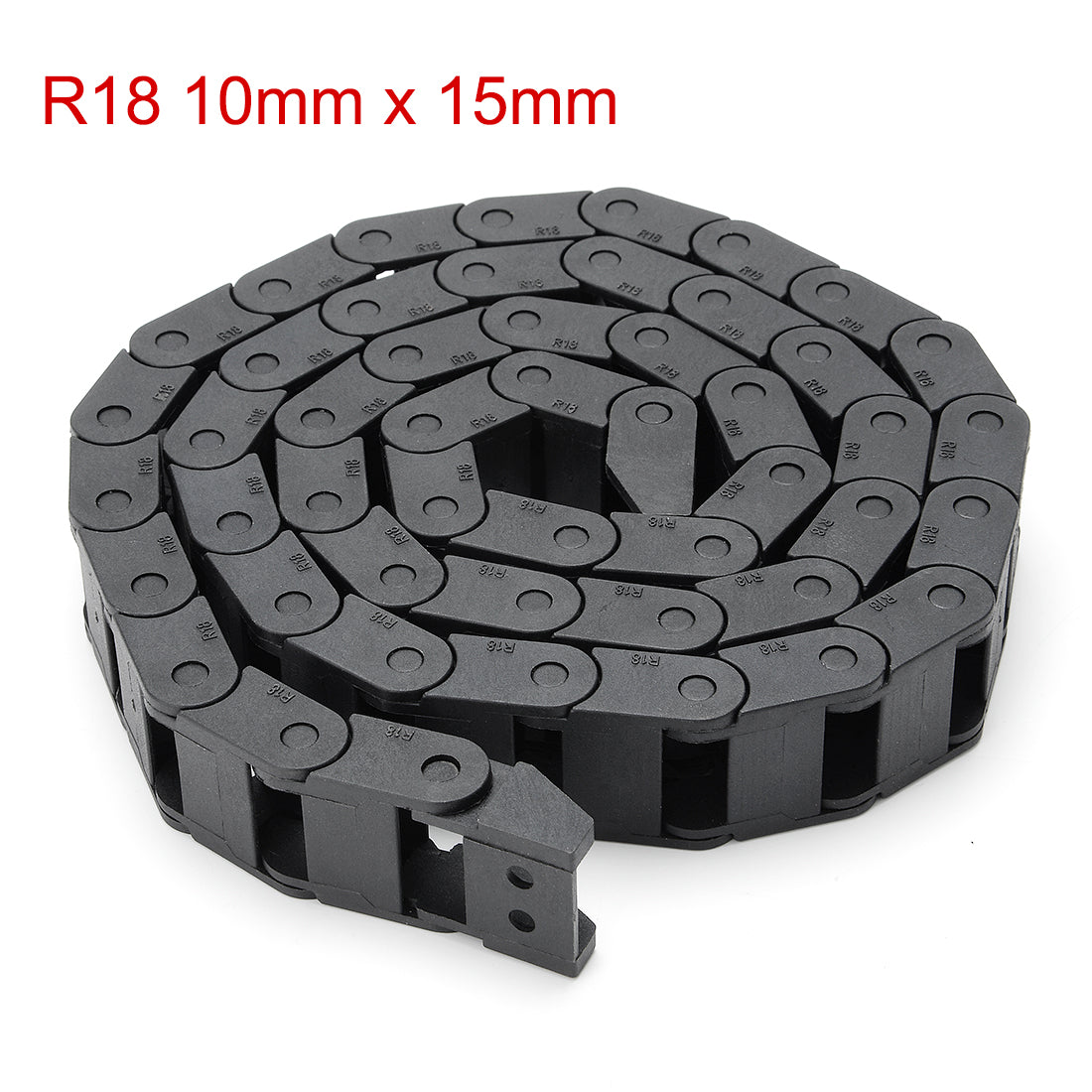 uxcell Uxcell R18 10mm x 15mm Black Plastic Cable Wire Carrier Drag Chain 1M Length for CNC