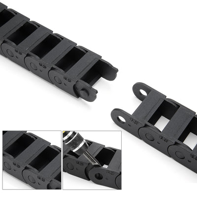 Harfington Uxcell R18 10mm x 20mm Black Plastic Cable Wire Carrier Drag Chain 1M Length for CNC