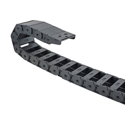 Harfington Uxcell R38 18mm x 50mm Black Plastic Semi Closed Cable Wire Carrier Drag Chain 1M Length