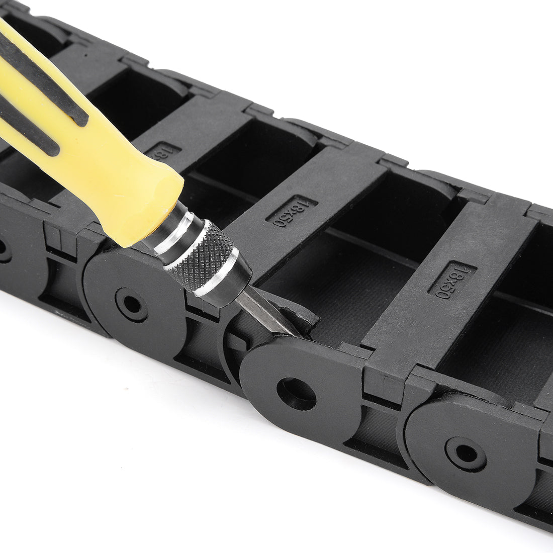 uxcell Uxcell R38 18mm x 50mm Black Plastic Semi Closed Cable Wire Carrier Drag Chain 1M Length