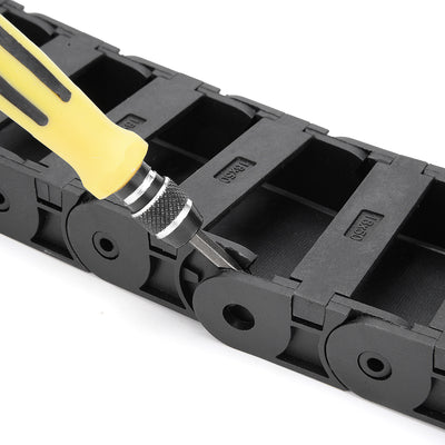 Harfington Uxcell R38 18mm x 50mm Black Plastic Semi Closed Cable Wire Carrier Drag Chain 1M Length