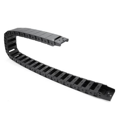 Harfington Uxcell R38 18mm x 50mm Black Plastic Semi Closed Cable Wire Carrier Drag Chain 1M Length