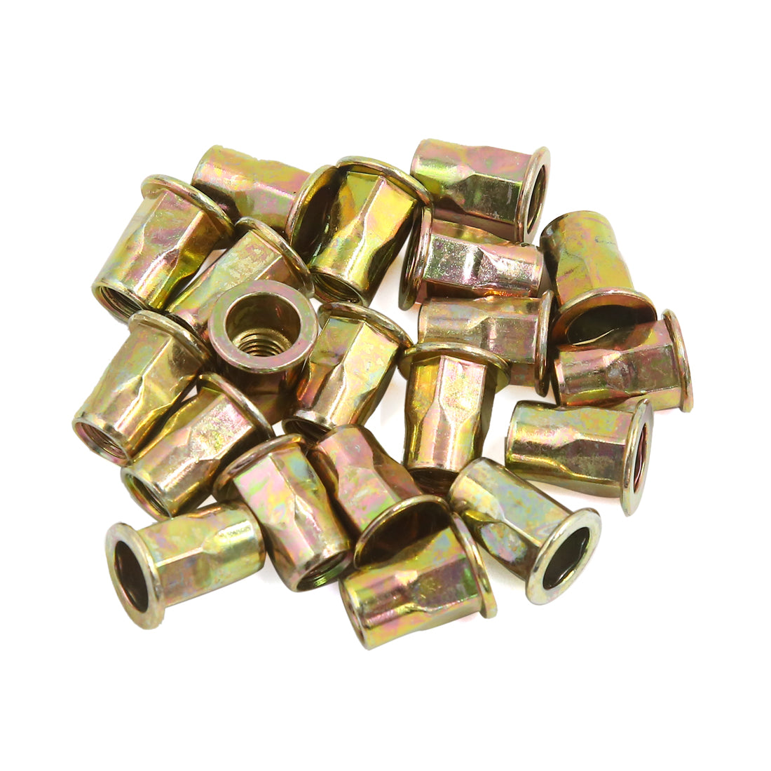 uxcell Uxcell 20 Pcs M8 Car Bronze Tone Carbon Steel Thread Half Hexagonal Rivet Nut Nutserts