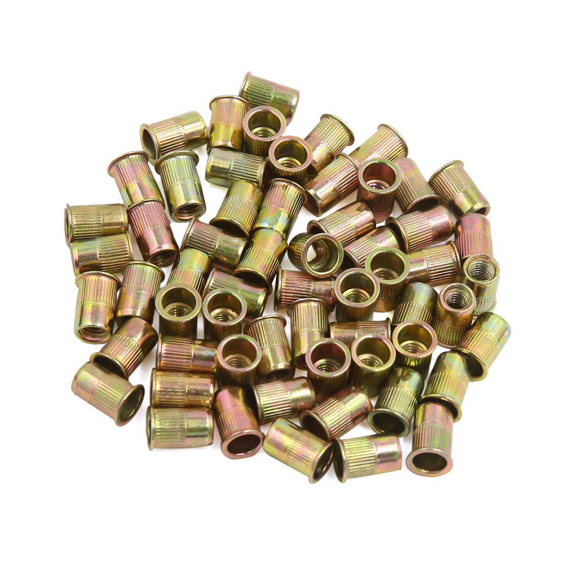 uxcell Uxcell 60 Pcs M6 Car Bronze Tone Metal Thread Small Head Rivet Nut Insert Nutserts