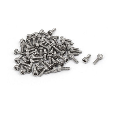 Harfington Uxcell M1.4 x 4mm Thread 304 Stainless Steel Hex Socket Head Cap Screw DIN912 60pcs