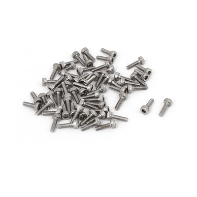 Harfington Uxcell M1.4 x 5mm Thread 304 Stainless Steel Hex Socket Head Cap Screw DIN912 60pcs