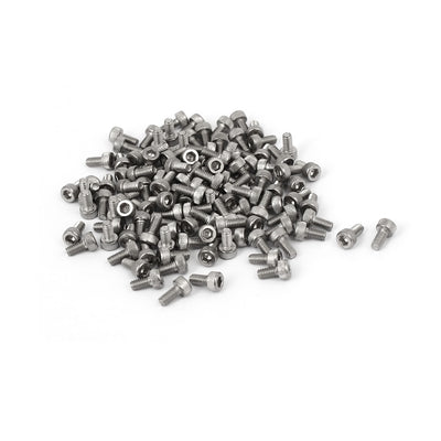 Harfington Uxcell 120 Stück M2x4mm 0.4mm Pitch 304 Edelstahl Innensechskant Kappe Schraube DIN912