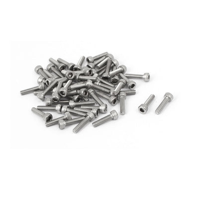 Harfington Uxcell M2.5 x 10mm Thread 304 Stainless Steel Hex Socket Head Cap Screw DIN912 55pcs