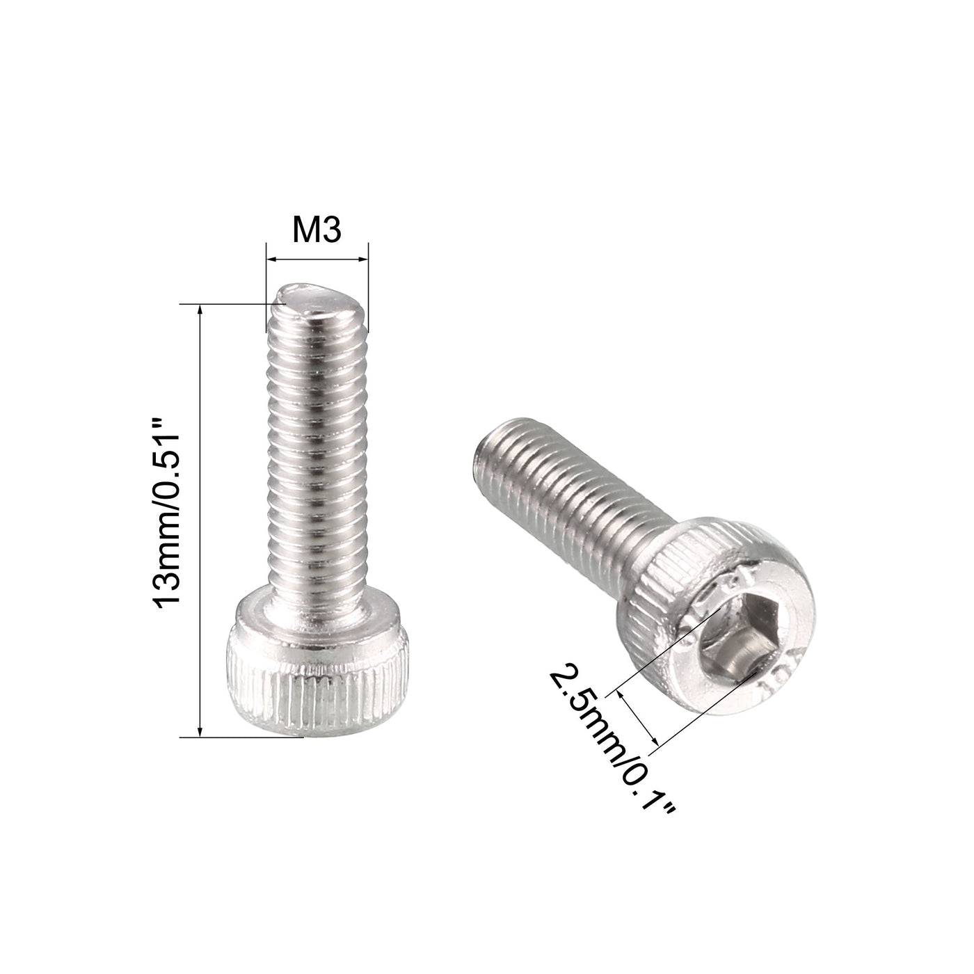 uxcell Uxcell M3x10mm Thread 304 Stainless Steel Hex Socket Head Cap Screw Bolt DIN912 55pcs