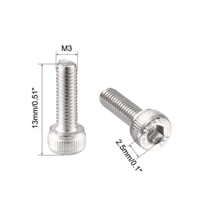 Harfington Uxcell M3x10mm Thread 304 Stainless Steel Hex Socket Head Cap Screw Bolt DIN912 55pcs