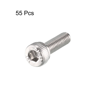 Harfington Uxcell M3x10mm Thread 304 Stainless Steel Hex Socket Head Cap Screw Bolt DIN912 55pcs