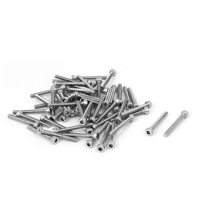 Harfington Uxcell M3x25mm Thread 304 Stainless Steel Hex Socket Head Cap Screw Bolt DIN912 55pcs