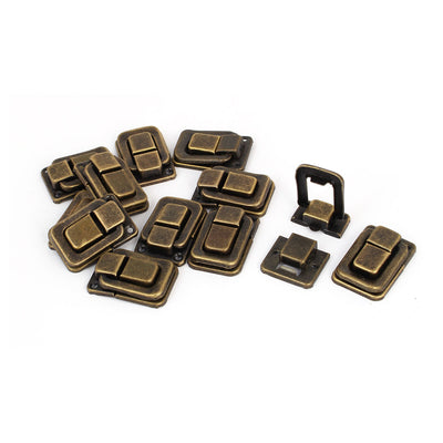 Harfington Uxcell Bags Wooden Case Iron Box Toggle Latch Hasp Lock Bronze Tone 38mm Length 12pcs