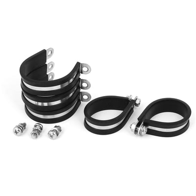 Harfington Uxcell 45mm 304 Stainless Steel EPDM Rubber Lined P Clips Cable Mounting Hose Pipe Clamp 5pcs